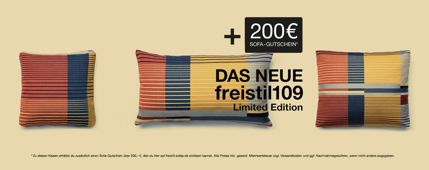 limited Edition Kissen, freistil Rolf Benz, bauhaus Farben, freistil 109