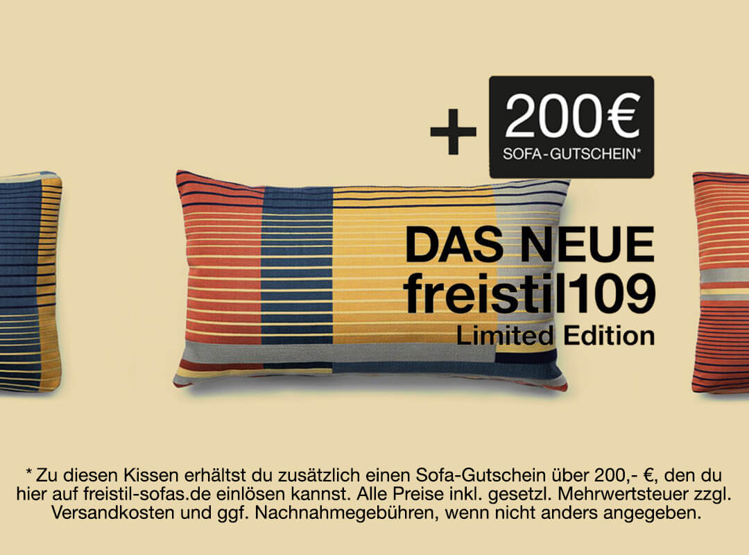 limited Edition Kissen, freistil Rolf Benz, bauhaus Farben, freistil 109