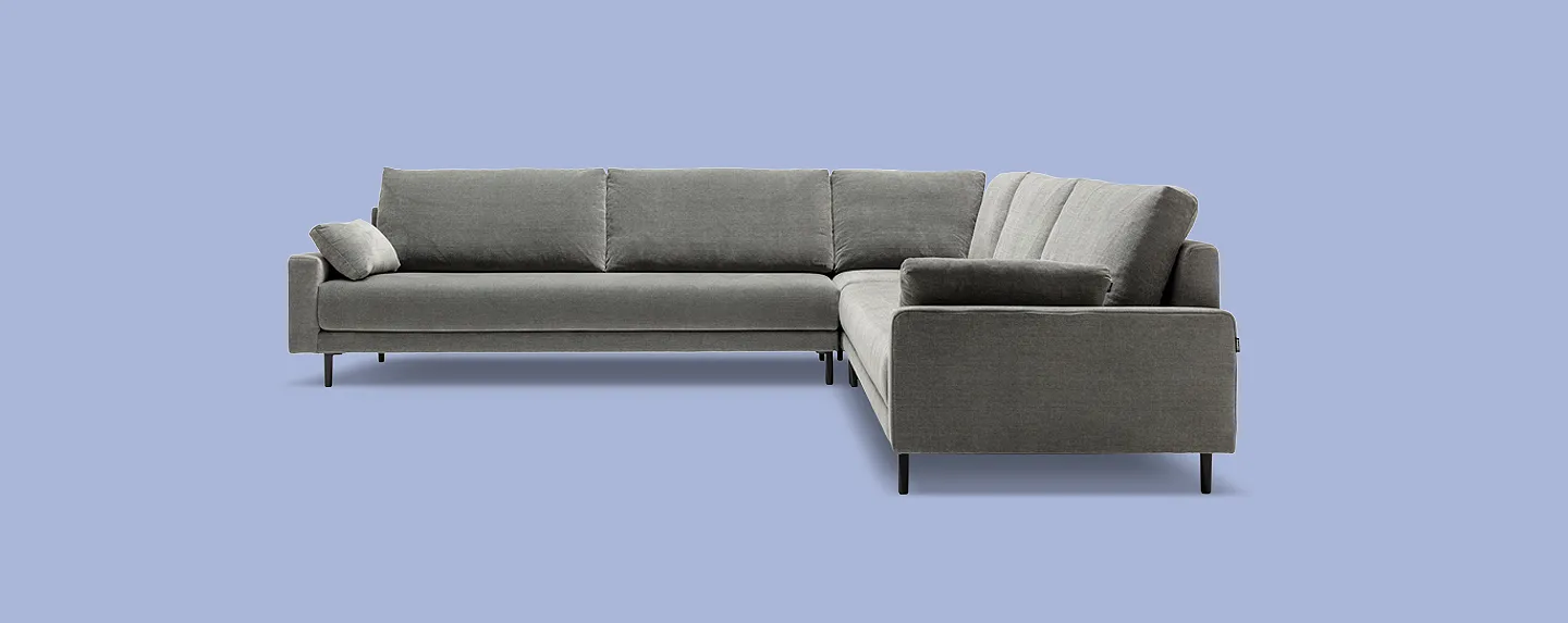 Ecksofa, Sofa, Grau, Stoff, Geradeneckteil, 