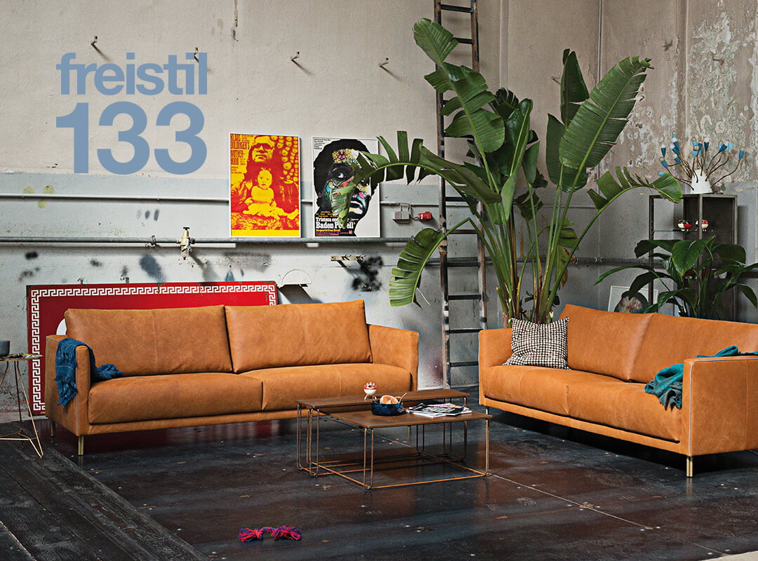 freistil Rolf Benz, Sofa freistil 133, Ledersofa im Wohnzimmer