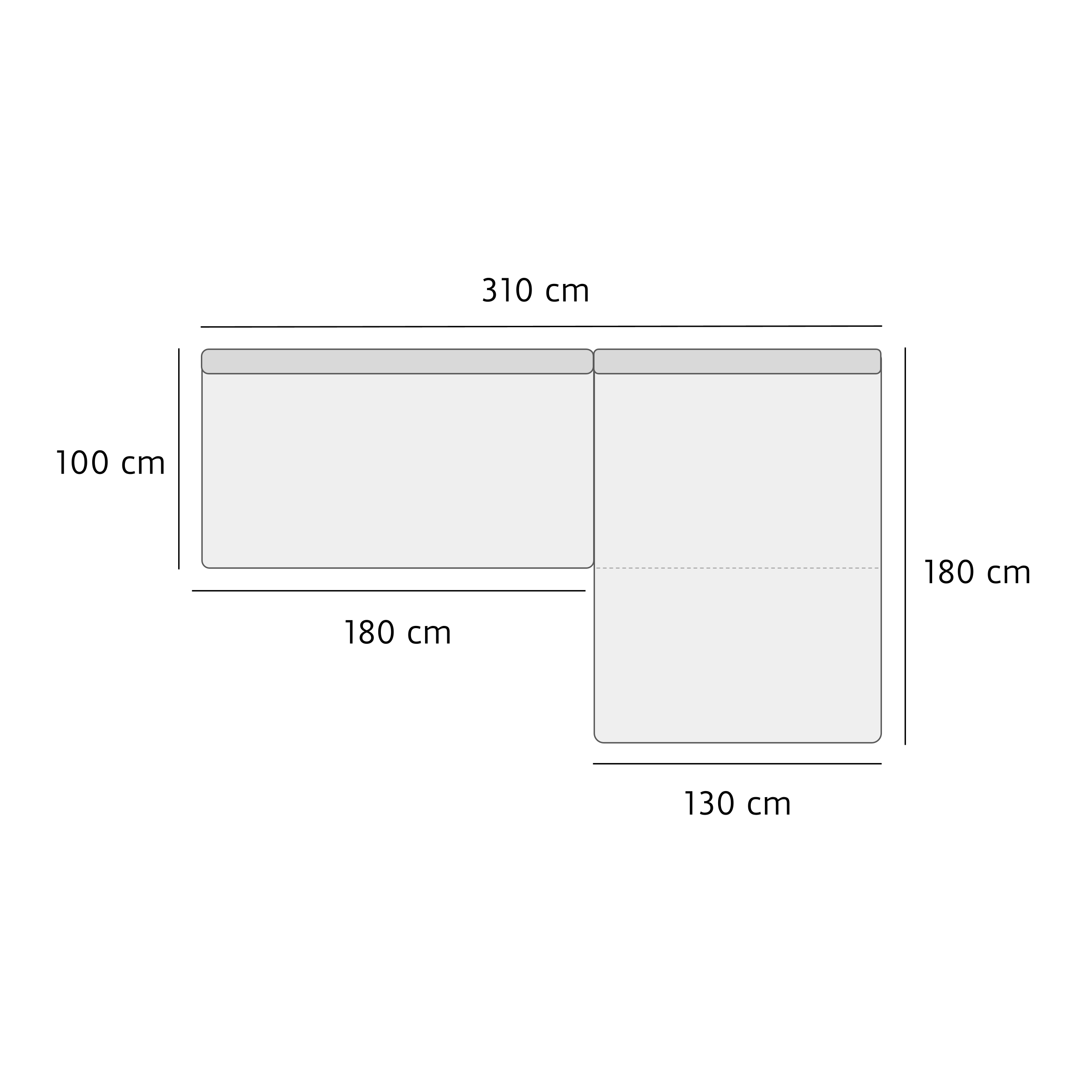 freistil 142 Anreihbank mit Polstersitz 310 x 180 cm 3000 Flachgewebe 3007 lichtgrau