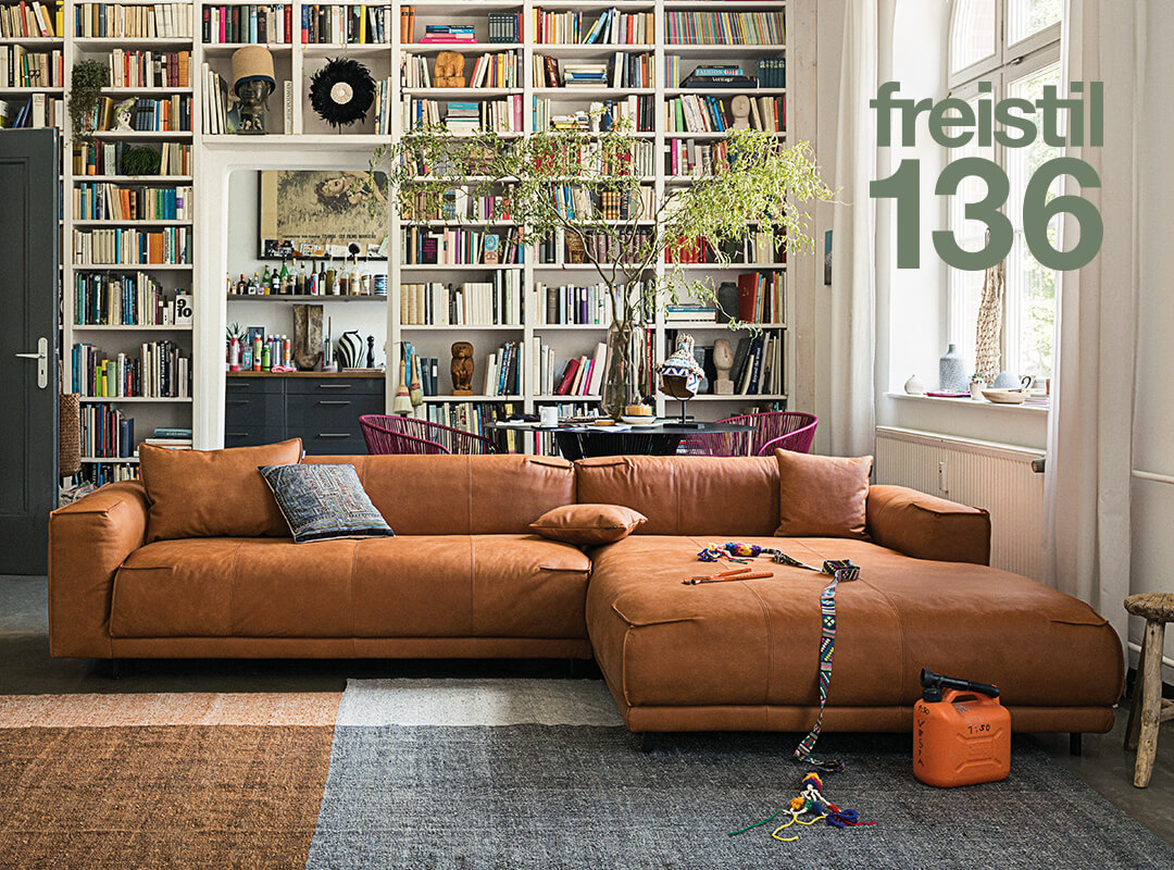 freistil Rolf Benz, Sofa freistil 136, Ledersofa im Wohnzimmer